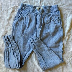 Joie Women's XS‎ 100% linen blue pull on ankle jogger pants 1065